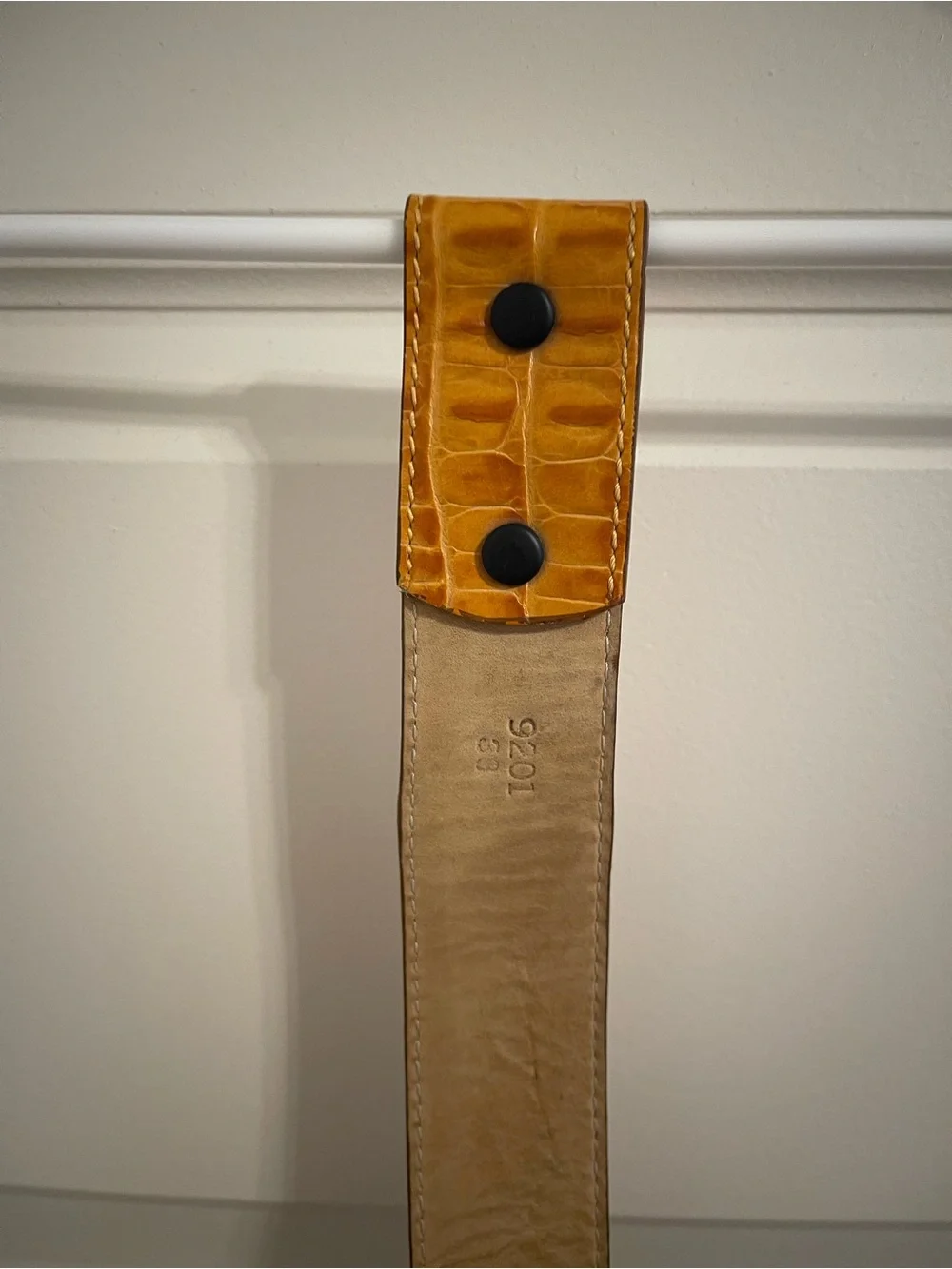 Tan Croc-Embossed Leather Belt - 44in long